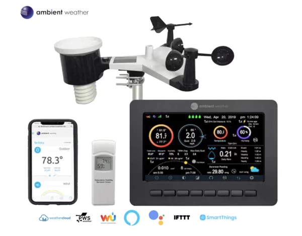Ambient Weather WS-2000 Estação Metereológica Ultrassônica WiFi Compatível com Alexa e Google Internet Conectada