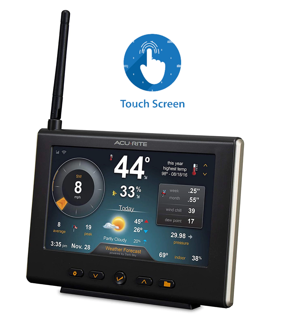 AcuRite 5-in-1 Estação Meteorológica Display Touch Screen de Alta Definição Sensor Raios Previsões by Dark Sky Compatível com Weather Underground WiFi - Imagem 12