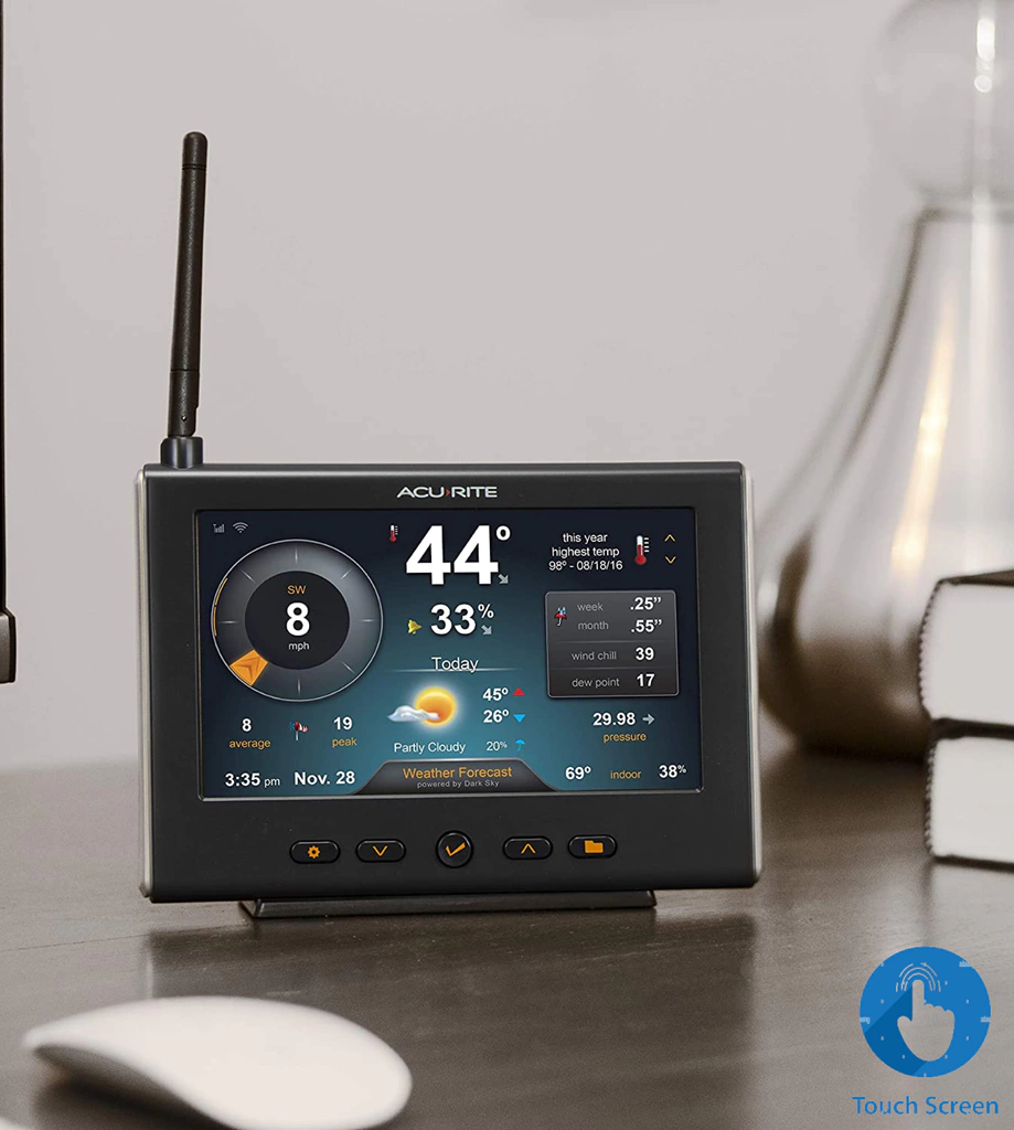 AcuRite 5-in-1 Estação Meteorológica Display Touch Screen de Alta Definição Sensor Raios Previsões by Dark Sky Compatível com Weather Underground WiFi - Imagem 15