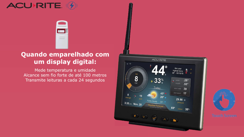 AcuRite 5-in-1 Estação Meteorológica Display Touch Screen de Alta Definição Sensor Raios Previsões by Dark Sky Compatível com Weather Underground WiFi - Imagem 11
