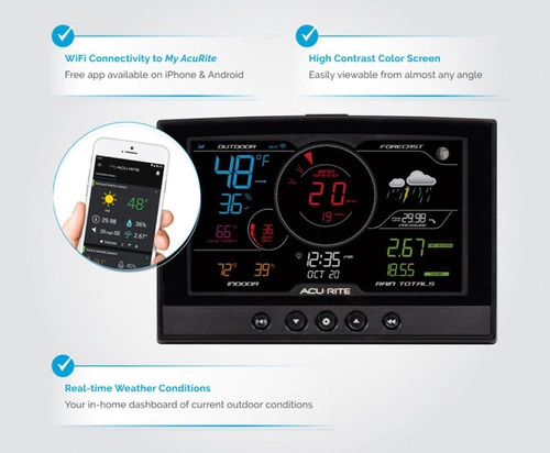 Acurite 5-in-1 Estação Meteorológica Doméstica com Display de Digital Alta Definição WiFi - Imagem 8