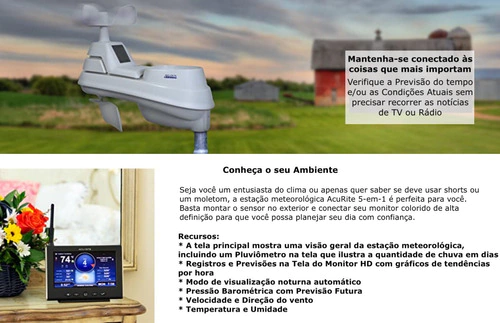 Acurite 5-in-1 Estação Meteorológica Doméstica com Display de Digital Alta Definição WiFi - Imagem 3