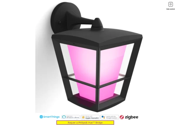 Philips Hue Econic Down Smart Outdoor Wall Light | White and Color Ambiance | Alto Fluxo Luminoso 1.150 lumens | 16 Milhões de Cores | Compatível com a Alexa, Google Assistant, Apple HomeKit e Samsung SmartThings | Requer a Hue Bridge