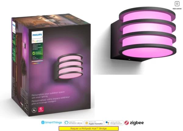 Philips Hue White & Color Ambiance Lucca Outdoor Wall Light , Luminária de Parede , Requer a Hue Bridge