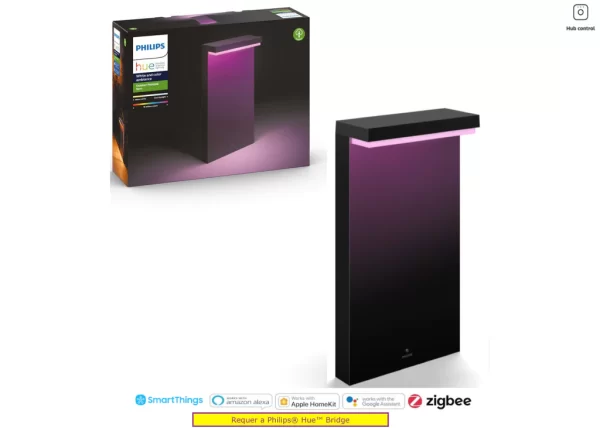 Philips Hue White and Color Ambiance Nyro Outdoor Pedestal l Luminária de Piso l 16 Milhões de Cores l Compatível com Alexa, Apple Homekit & Google Assistant | Requer a Hue Bridge