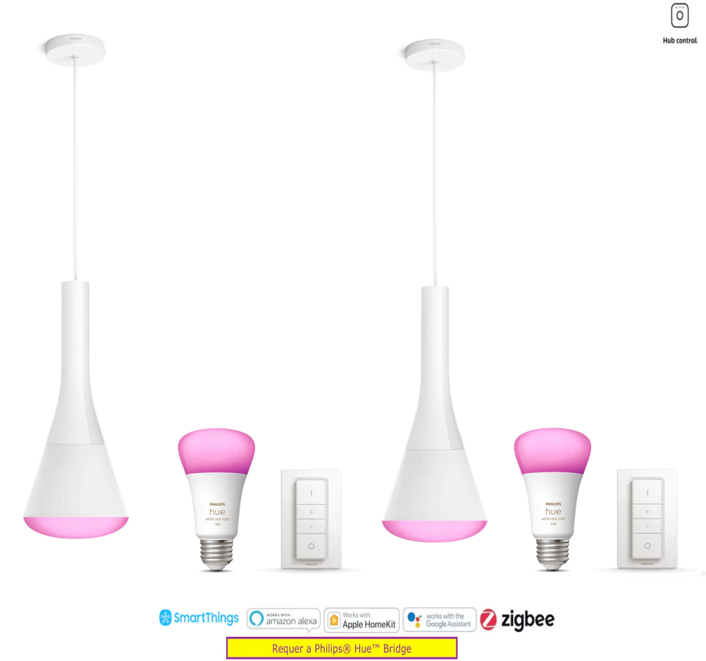 Philips Hue White and Color Ambiance Explore l Smart Energised Pendant l Luminária LED Pendente Inteligente l Poderoso Fluxo Luminoso de até 3.300 lumen l Copas, Cozinhas, Sala de Jantar, Escritório, Cabeceira l Compatível com Alexa, Apple Homekit & Google Assistant l Requer Hue Bridge - Imagem 2