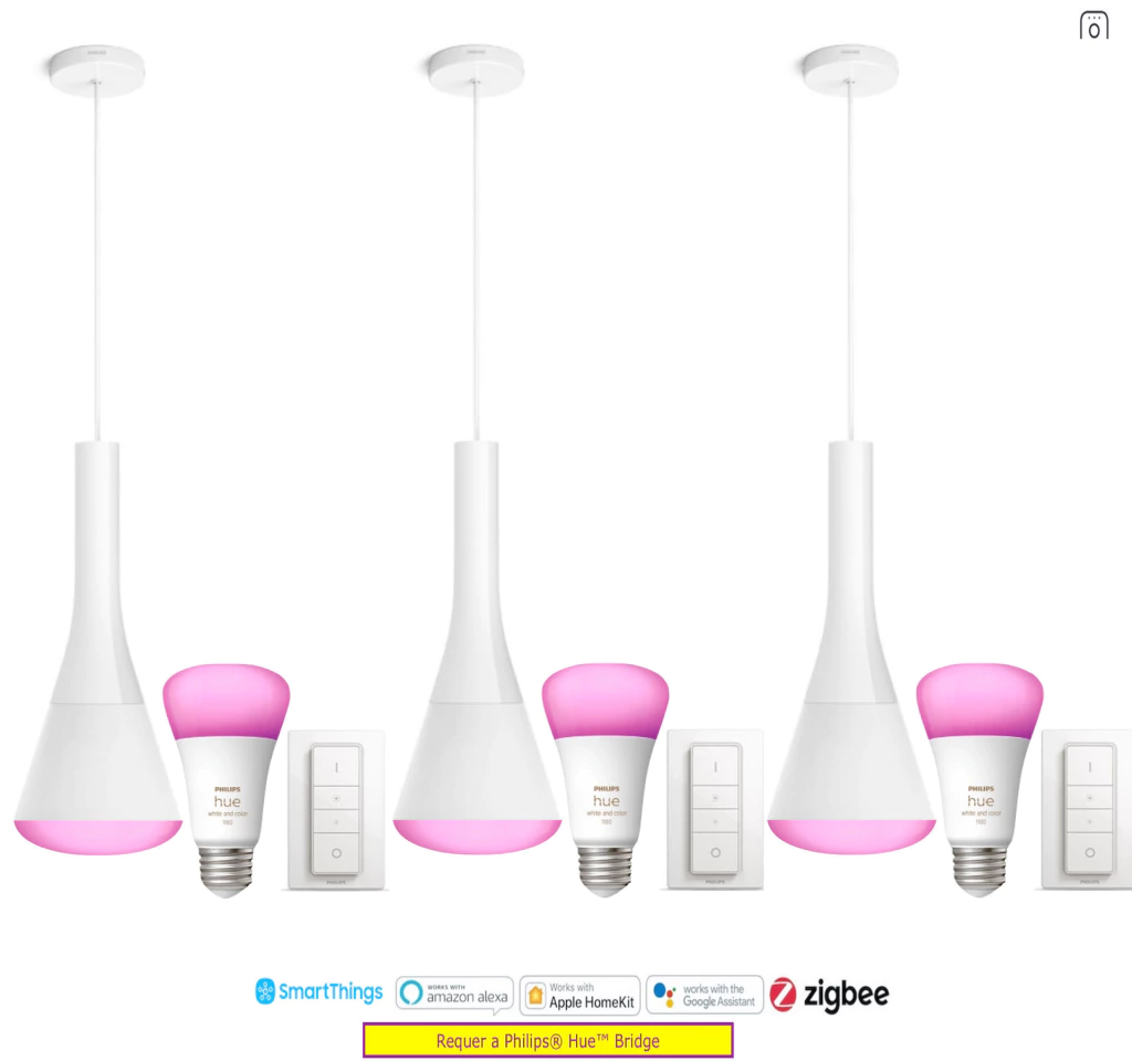 Philips Hue White and Color Ambiance Explore l Smart Energised Pendant l Luminária LED Pendente Inteligente l Poderoso Fluxo Luminoso de até 3.300 lumen l Copas, Cozinhas, Sala de Jantar, Escritório, Cabeceira l Compatível com Alexa, Apple Homekit & Google Assistant l Requer Hue Bridge - Imagem 3